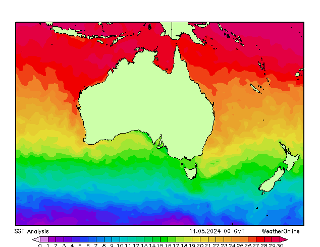 Australië SST za 11.05.2024 00 UTC