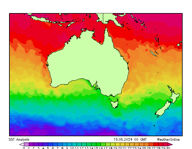 Australië SST wo 15.05.2024 00 UTC