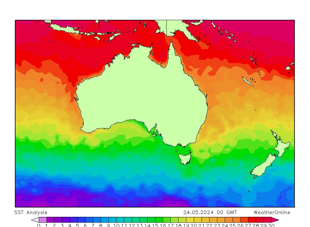 Australië SST vr 24.05.2024 00 UTC