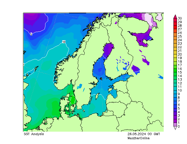 Oostzee SST zo 26.05.2024 00 UTC