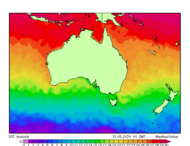 Australië SST vr 31.05.2024 00 UTC