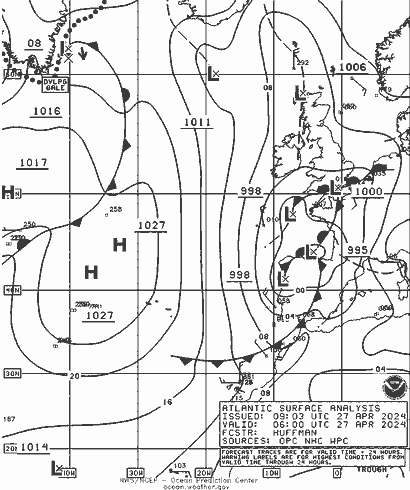 NOAA Fronts za 27.04.2024 06 UTC