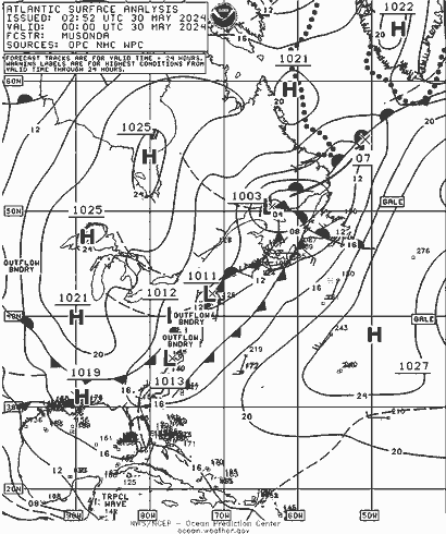 NOAA Fronts do 30.05.2024 00 UTC
