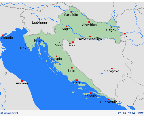  Kroatië Europa Weerkaarten