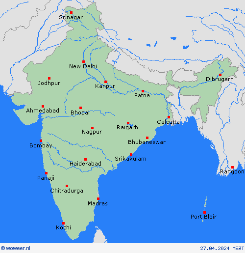  India Azië Weerkaarten