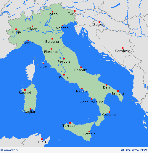  Italië Europa Weerkaarten