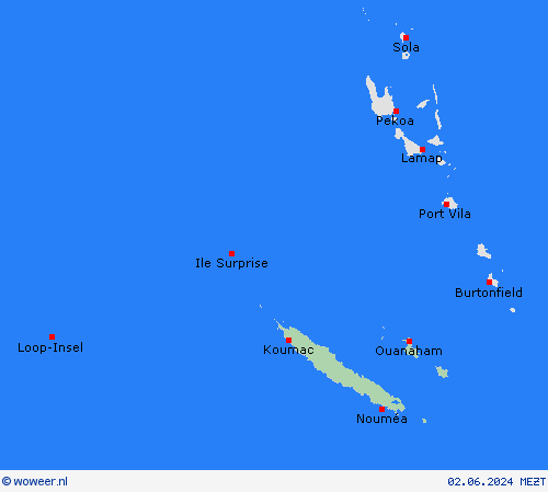  Nieuw-Caledonië Oceanië Weerkaarten