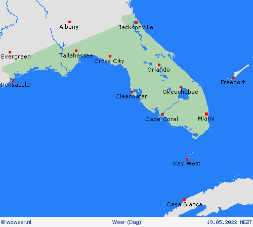 overzicht Florida Noord-Amerika Weerkaarten