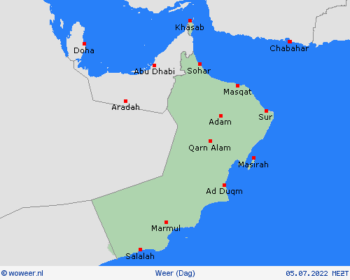 overzicht Oman Azië Weerkaarten