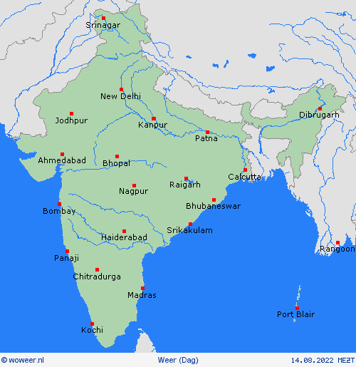 overzicht India Azië Weerkaarten
