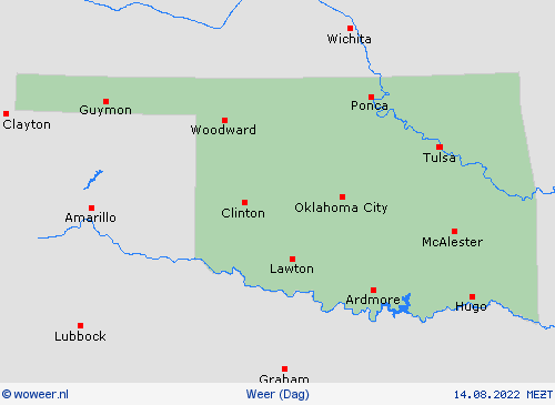 overzicht Oklahoma Noord-Amerika Weerkaarten