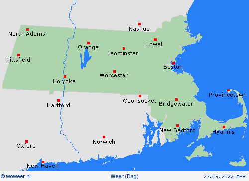 overzicht Massachusetts Noord-Amerika Weerkaarten