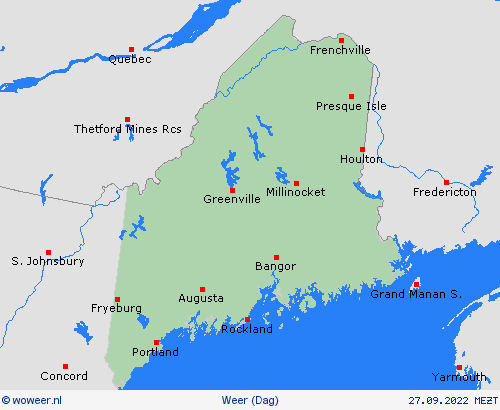 overzicht Maine Noord-Amerika Weerkaarten