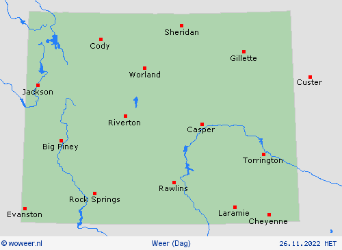overzicht Wyoming Noord-Amerika Weerkaarten