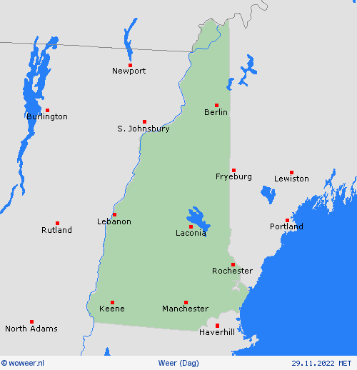 overzicht New Hampshire Noord-Amerika Weerkaarten