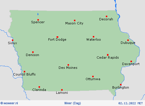 overzicht Iowa Noord-Amerika Weerkaarten