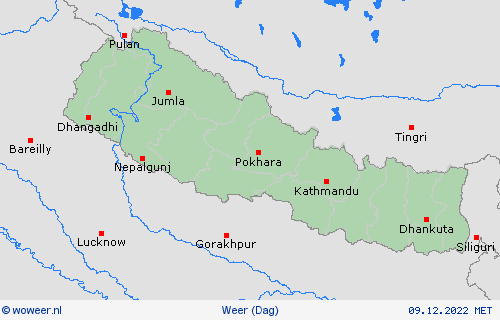 overzicht Nepal Azië Weerkaarten