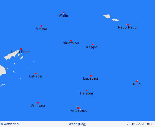 overzicht Tonga Oceanië Weerkaarten