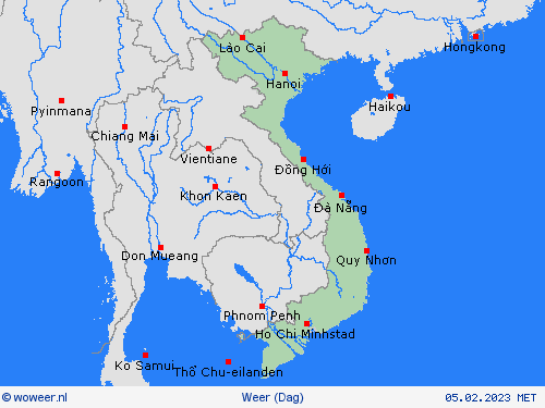 overzicht Vietnam Azië Weerkaarten