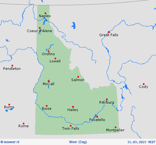 overzicht Idaho Noord-Amerika Weerkaarten