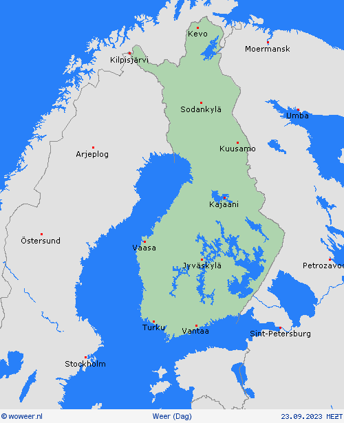 overzicht Finland Europa Weerkaarten