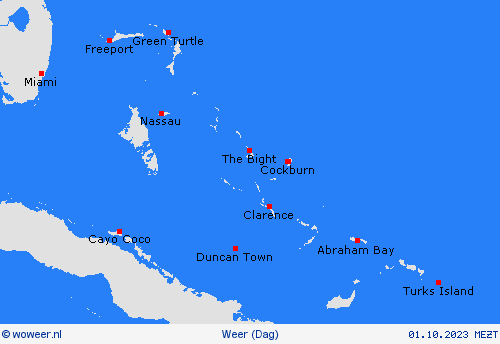 overzicht Bahama’s Centraal-Amerika Weerkaarten