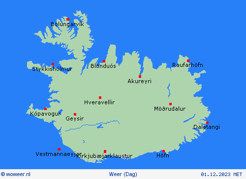 overzicht IJsland Europa Weerkaarten
