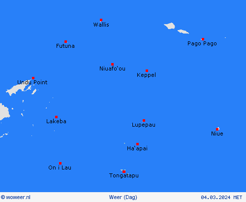 overzicht Tonga Oceanië Weerkaarten