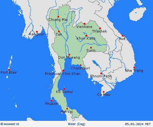 overzicht Thailand Azië Weerkaarten
