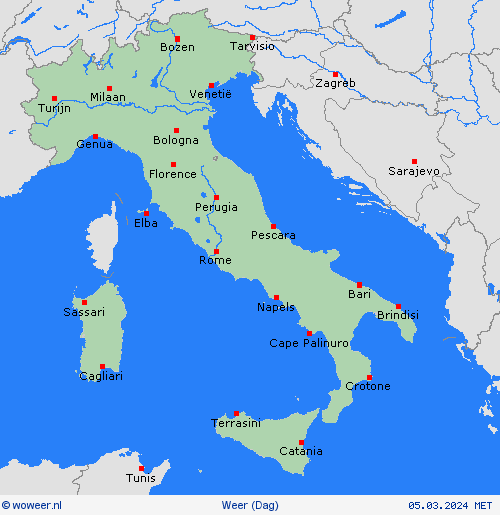 overzicht Italië Europa Weerkaarten