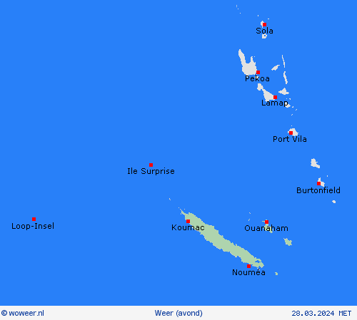 overzicht Nieuw-Caledonië Oceanië Weerkaarten