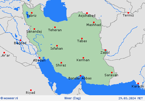 overzicht Iran Azië Weerkaarten