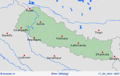 overzicht Nepal Azië Weerkaarten