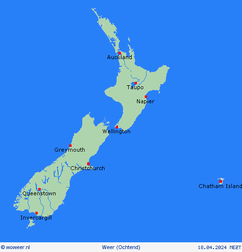 overzicht Nieuw-Zeeland Oceanië Weerkaarten