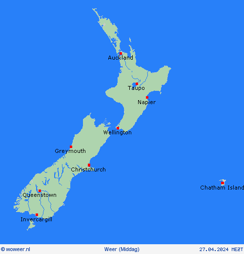 overzicht Nieuw-Zeeland Oceanië Weerkaarten