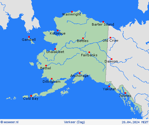 weer en verkeer Alaska Noord-Amerika Weerkaarten