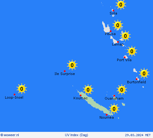 uv index Nieuw-Caledonië Oceanië Weerkaarten