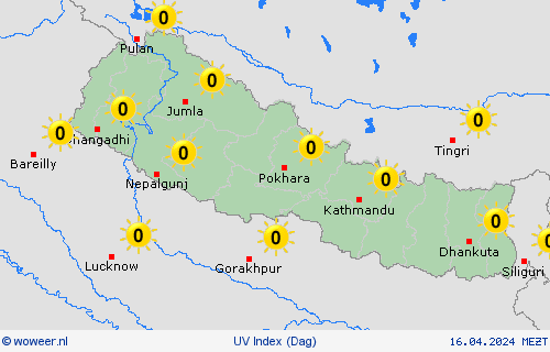 uv index Nepal Azië Weerkaarten