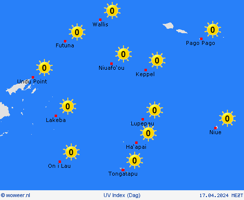 uv index Tonga Oceanië Weerkaarten