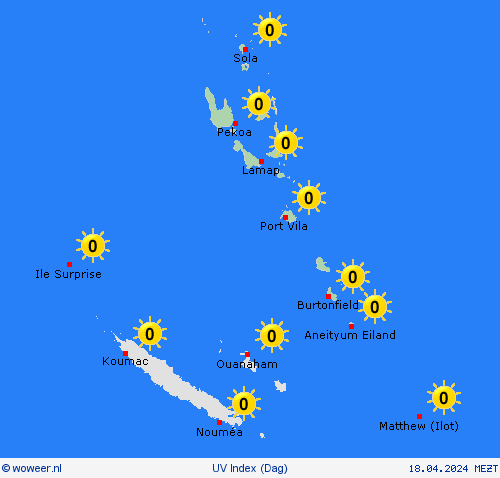uv index Vanuatu Oceanië Weerkaarten