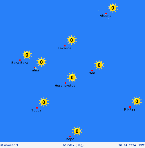 uv index Frans-Polynesië Oceanië Weerkaarten