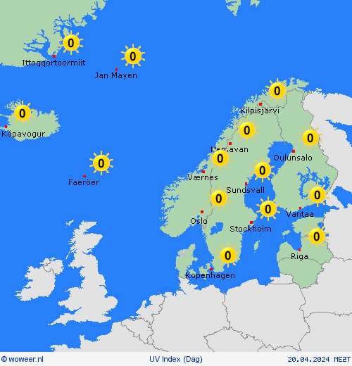 uv index  Europa Weerkaarten