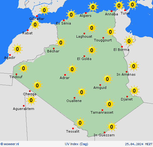 uv index Algerije Afrika Weerkaarten