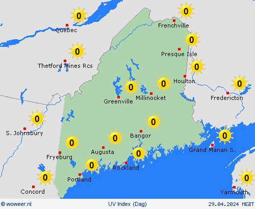 uv index Maine Noord-Amerika Weerkaarten