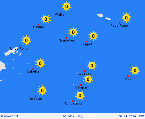 uv index Tonga Oceanië Weerkaarten