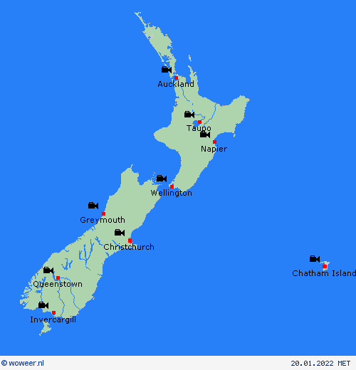 webcam Nieuw-Zeeland Oceanië Weerkaarten