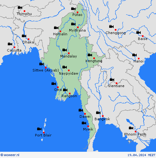 webcam Myanmar Azië Weerkaarten