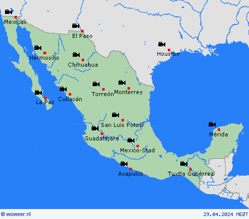 webcam Mexico Centraal-Amerika Weerkaarten