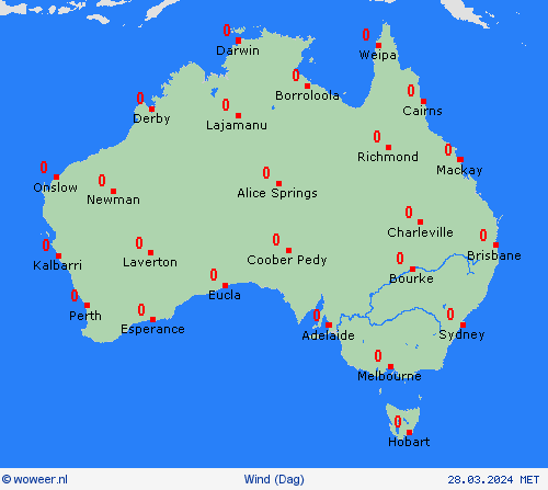 wind Australië Oceanië Weerkaarten