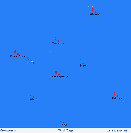 wind Frans-Polynesië Oceanië Weerkaarten
